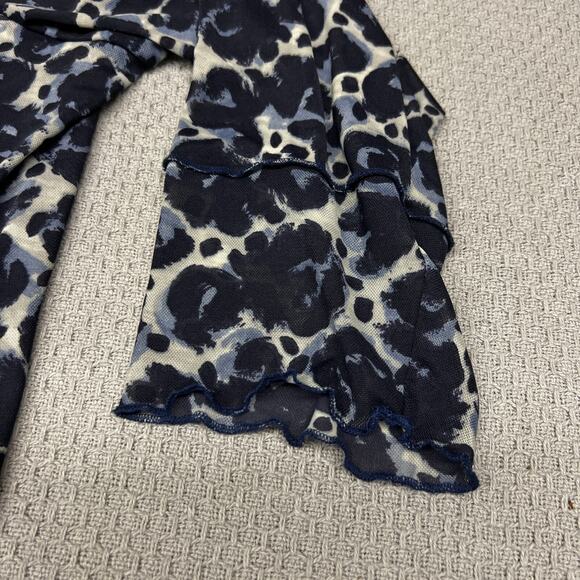 Logo Layers Top Womens 4x Blue Animal Print 3/4 Sleeve Sheer Tunic Lightweight - Picture 4 of 8